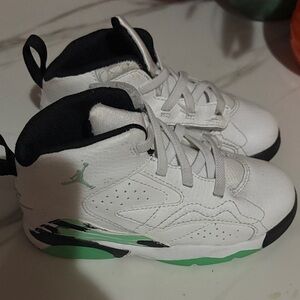 Jordan Kids White and Green Sneakers